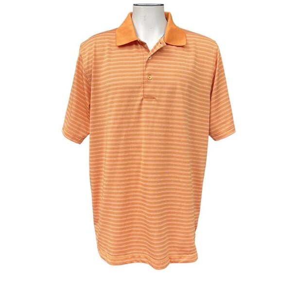 PAGE & TUTTLE Cool Swing Golf Polo Men's‎ Size XL Orange Stripe Moisture Wicking - Picture 8 of 11